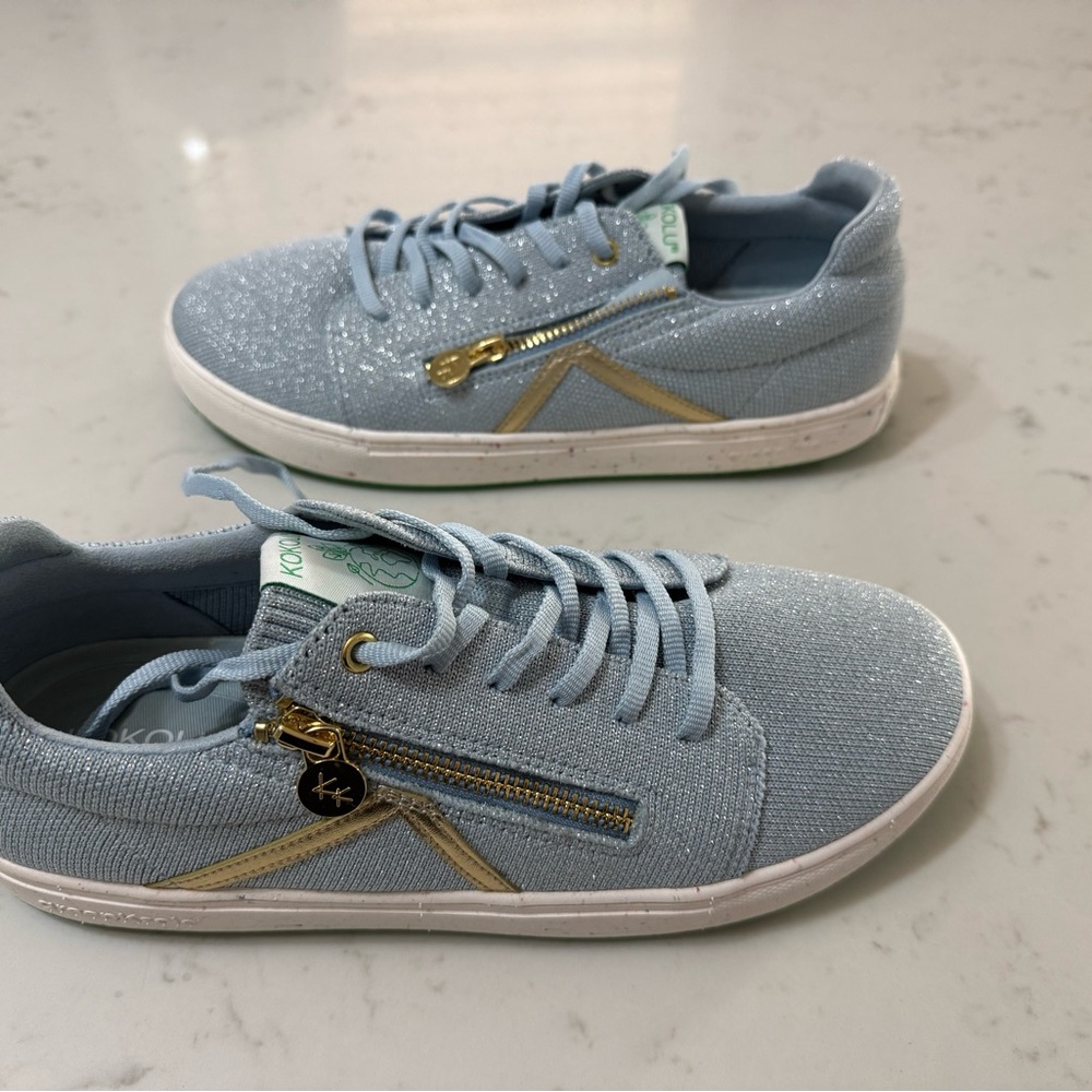 Koolaburra Glittery Blue Sneakers with Gold Accents